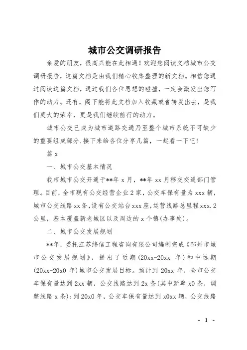 城市公交调研报告