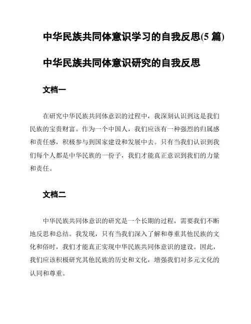 中华民族共同体意识学习的自我反思(5篇)