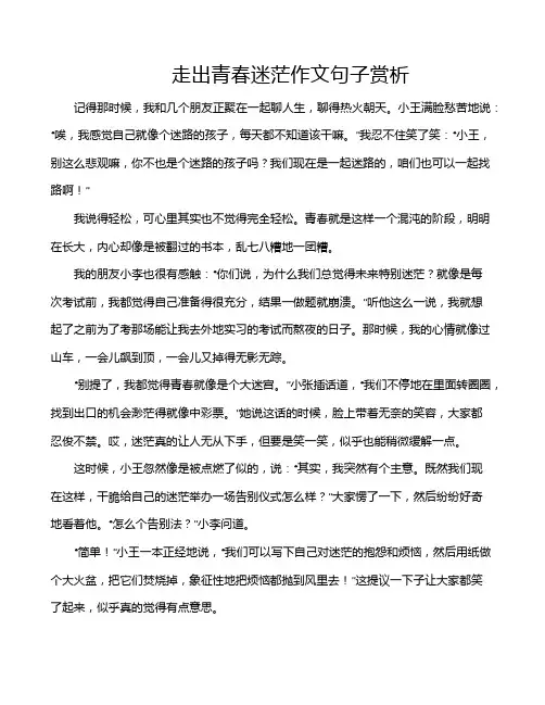 走出青春迷茫作文句子赏析
