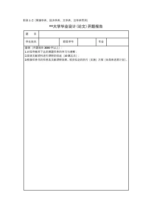 南京邮电大学毕业设计(论文)开题报告【模板】
