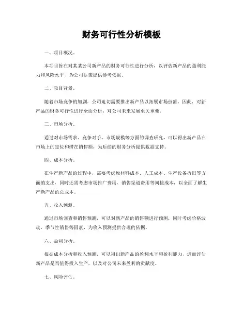 财务可行性分析模板