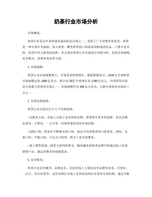 奶茶行业市场分析