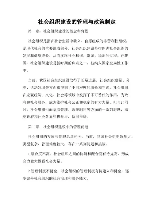 社会组织建设的管理与政策制定