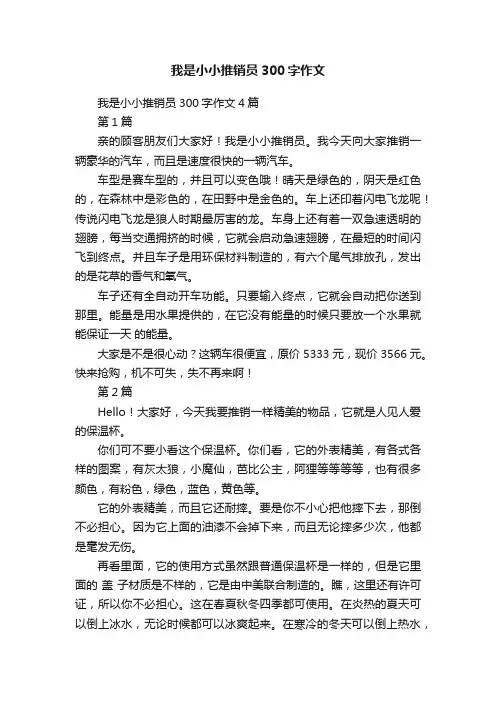 我是小小推销员300字作文
