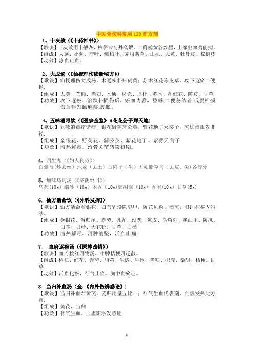 中医骨伤科常用中药方剂120首