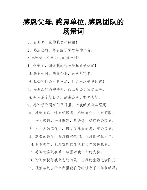 感恩父母,感恩单位,感恩团队的场景词
