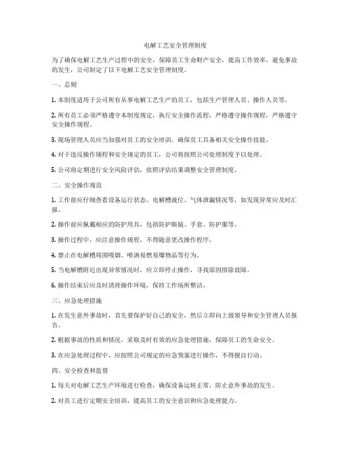 电解工艺安全管理制度