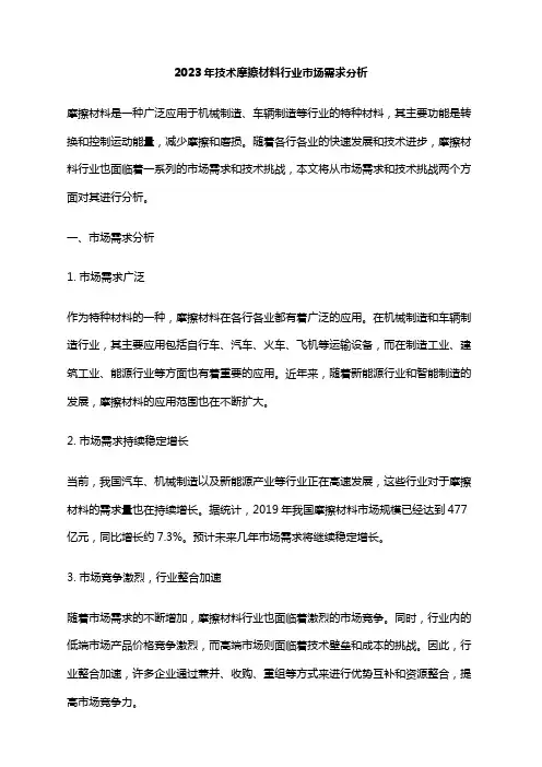2023年技术摩擦材料行业市场需求分析