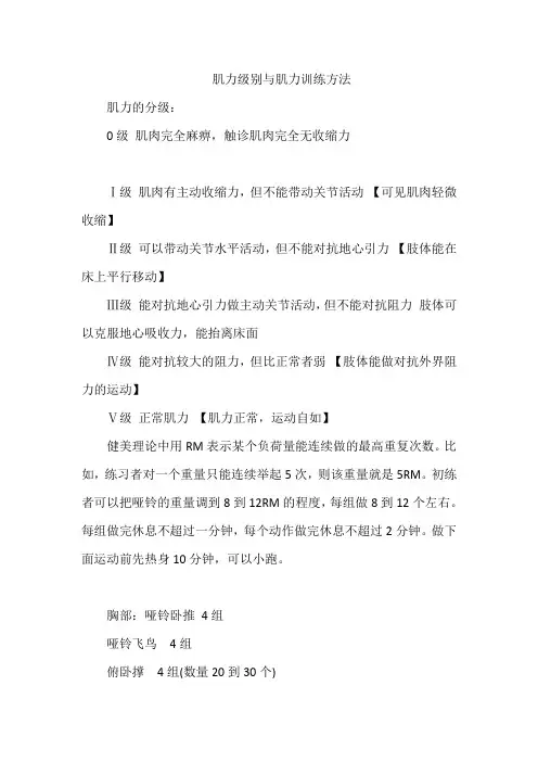 肌力级别与肌力训练方法