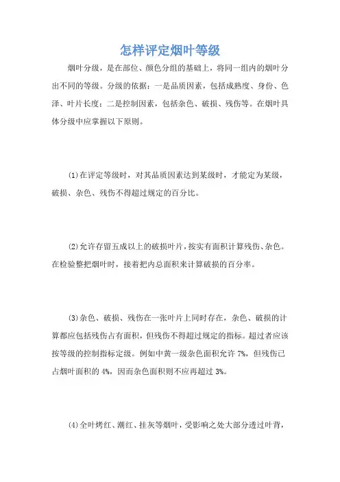 怎样评定烟叶等级