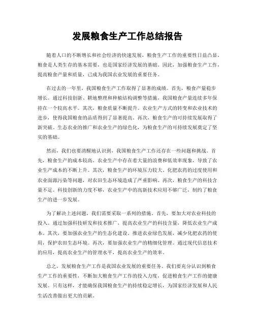 发展粮食生产工作总结报告