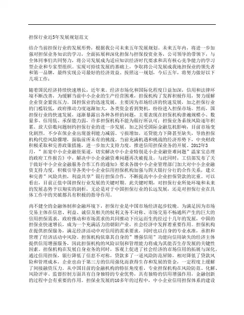 担保行业近5年发展规划