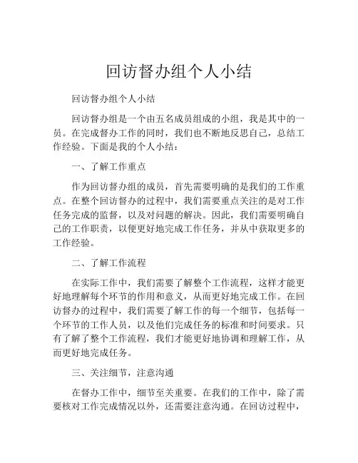 回访督办组个人小结