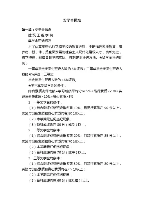 奖学金标准