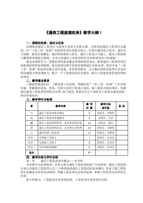 《通信工程监理实务》教学大纲1