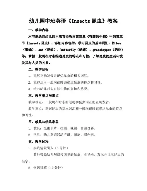 幼儿园中班英语《Insects昆虫》教案
