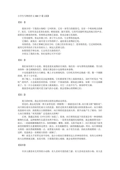 小学生写物的作文300字【五篇】 