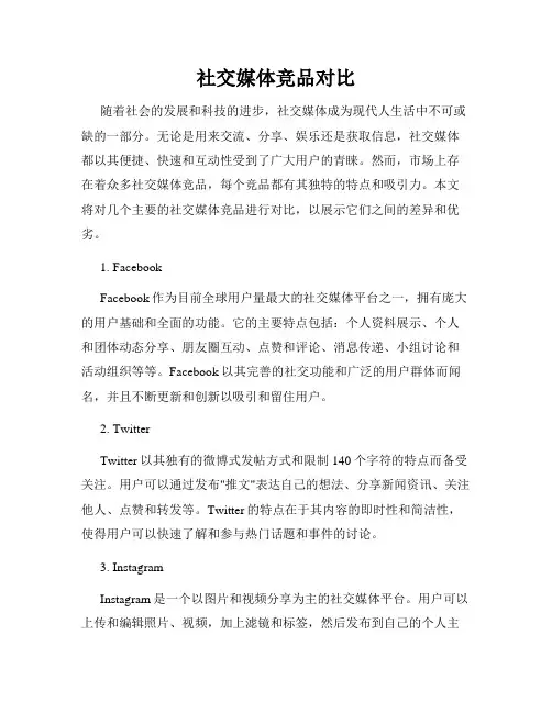 社交媒体竞品对比