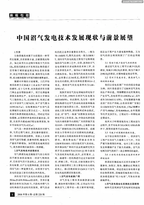中国沼气发电技术发展现状与前景展望