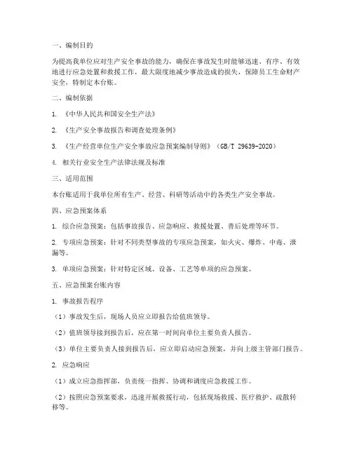 生产安全事故应急预案台账
