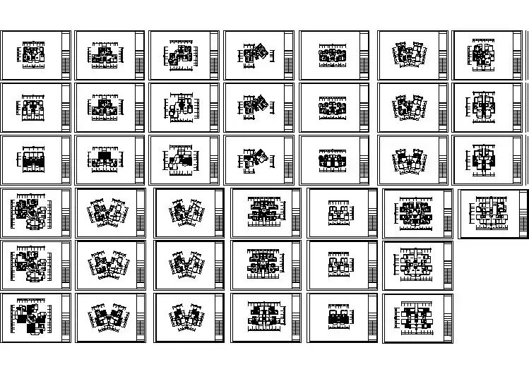 120平米左右的经典热门的二三房平面户型设计CAD图纸（40张）
