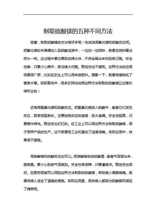 制取硫酸镁的五种不同方法