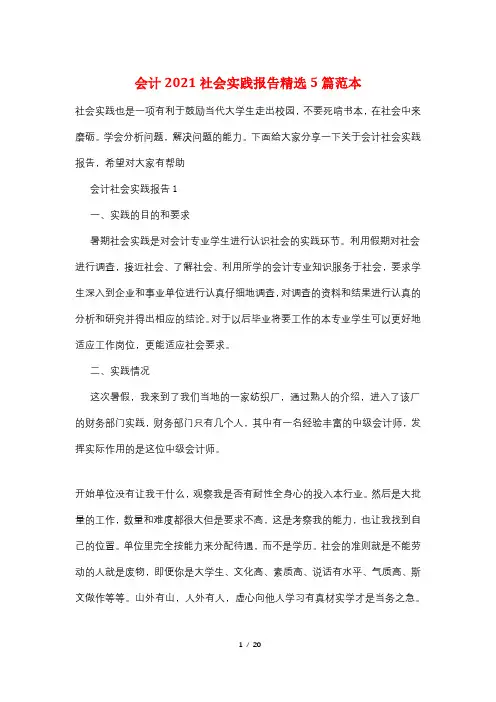 会计2021社会实践报告精选5篇范本
