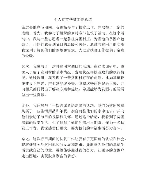 个人春节扶贫工作总结