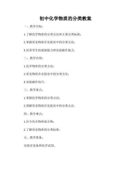 初中化学物质的分类教案