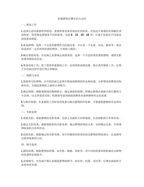 素描静物步骤知识点总结