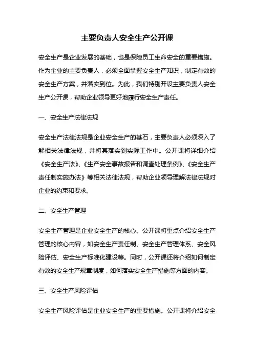 主要负责人安全生产公开课