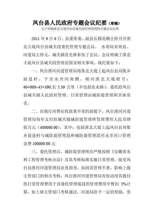 凤台县人民政府专题会议纪要