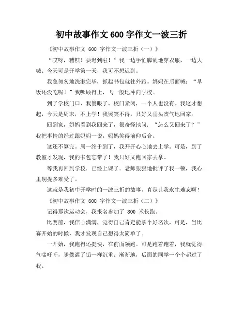 初中故事作文600字作文一波三折