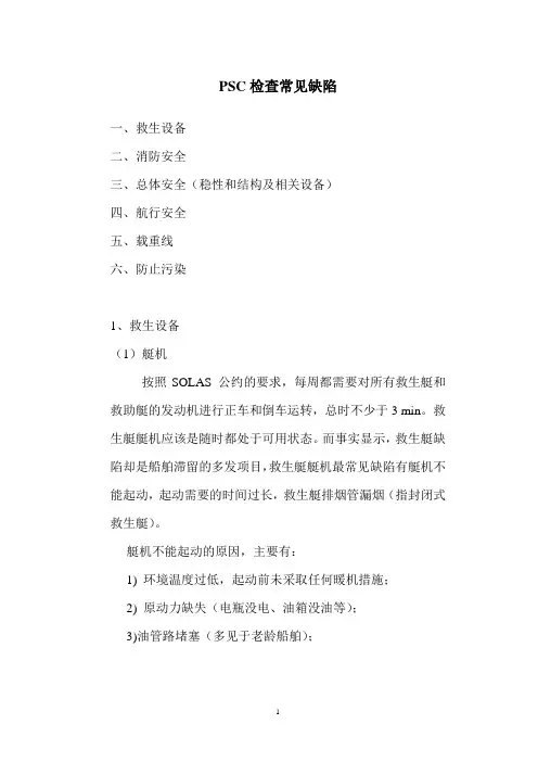 港口国常见缺陷