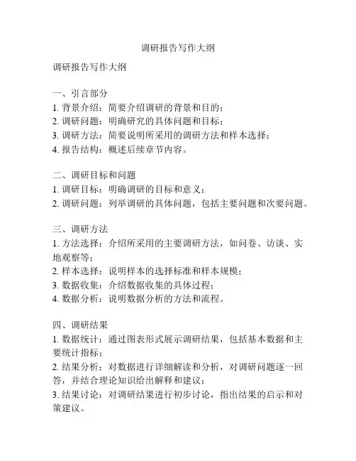 调研报告写作大纲