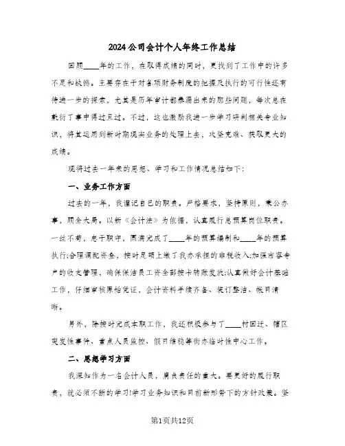 2024公司会计个人年终工作总结（4篇）