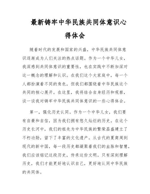 最新铸牢中华民族共同体意识心得体会