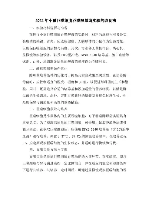 2024年小鼠巨噬细胞吞噬酵母菌实验的改良法