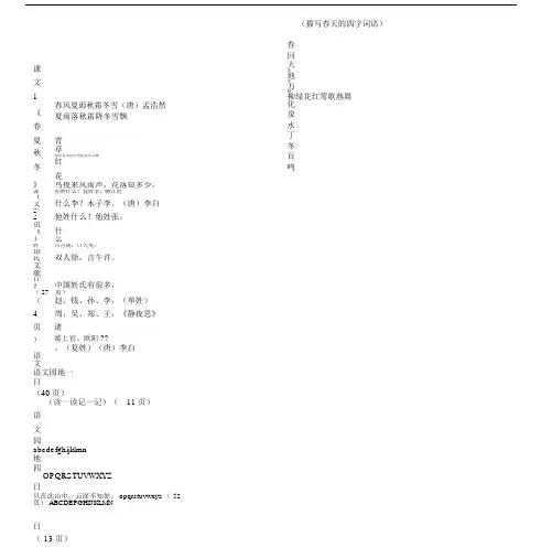 人教版小学一年级语文下册背诵篇目及内容.doc