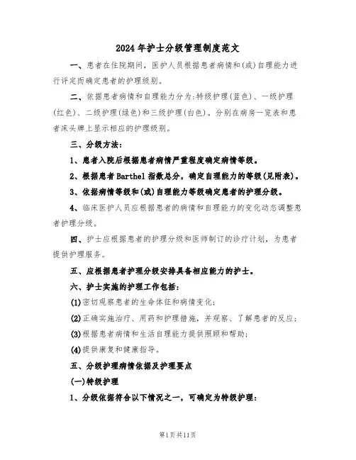2024年护士分级管理制度范文（四篇）