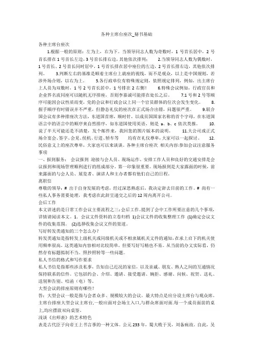各种主席台座次_秘书基础