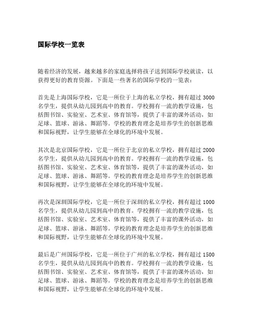 国际学校一览表