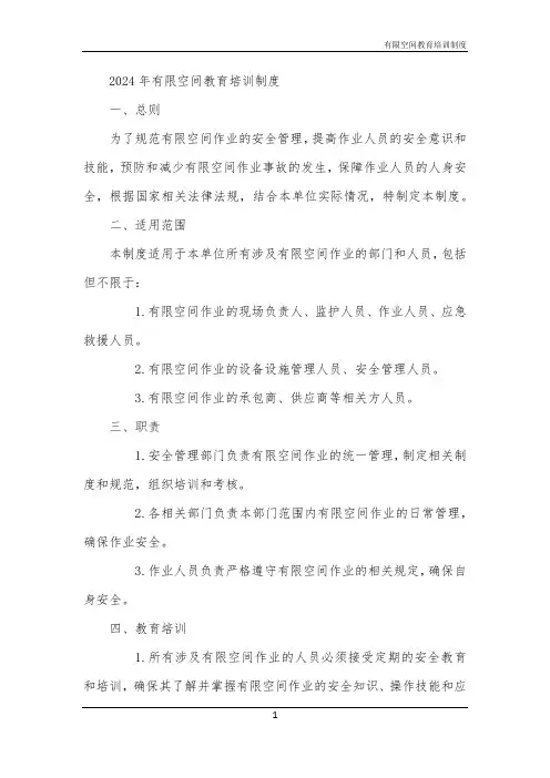 有限空间教育培训制度