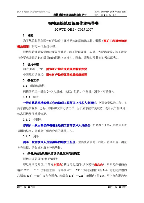 探槽原始地质编录作业指导书25讲解