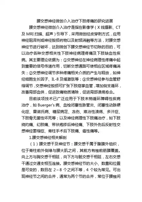 腰交感神经微创介入治疗下肢疼痛的研究进展