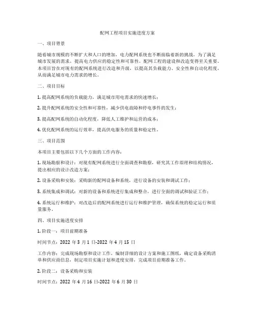 配网工程项目实施进度方案
