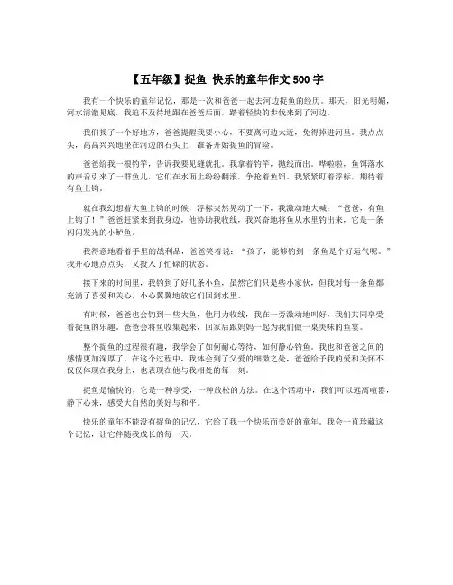 【五年级】捉鱼 快乐的童年作文500字