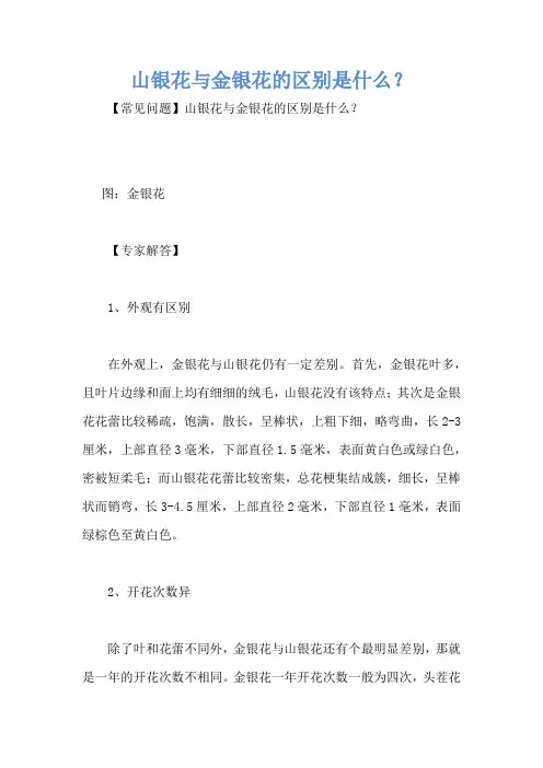 山银花与金银花的区别是什么？