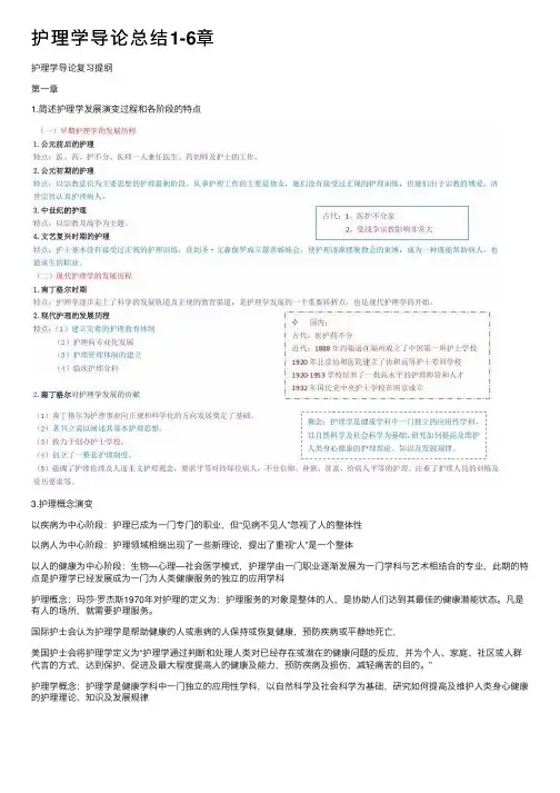 护理学导论总结1-6章
