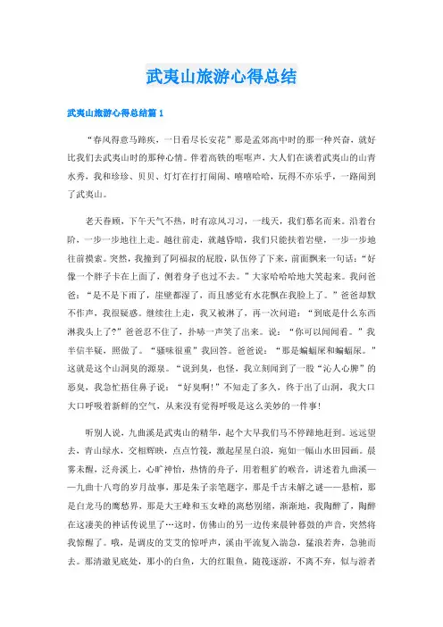 武夷山旅游心得总结